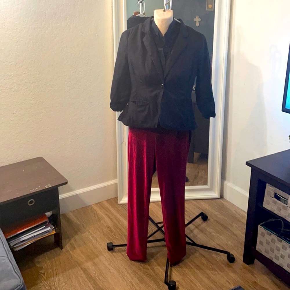 Blazer/ blouse / Velvet skinny legs work Outfit